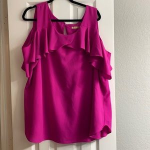 Cold Shoulder Hot Pink Top